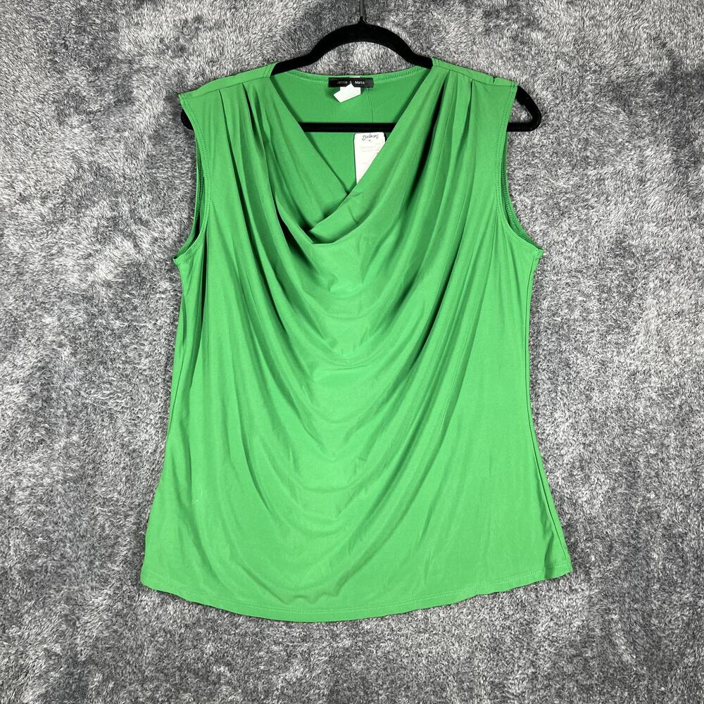 Jennie & Marlis Blouse Womens XL Green Jersey Cowl Neck Stretch Lightweight USA
